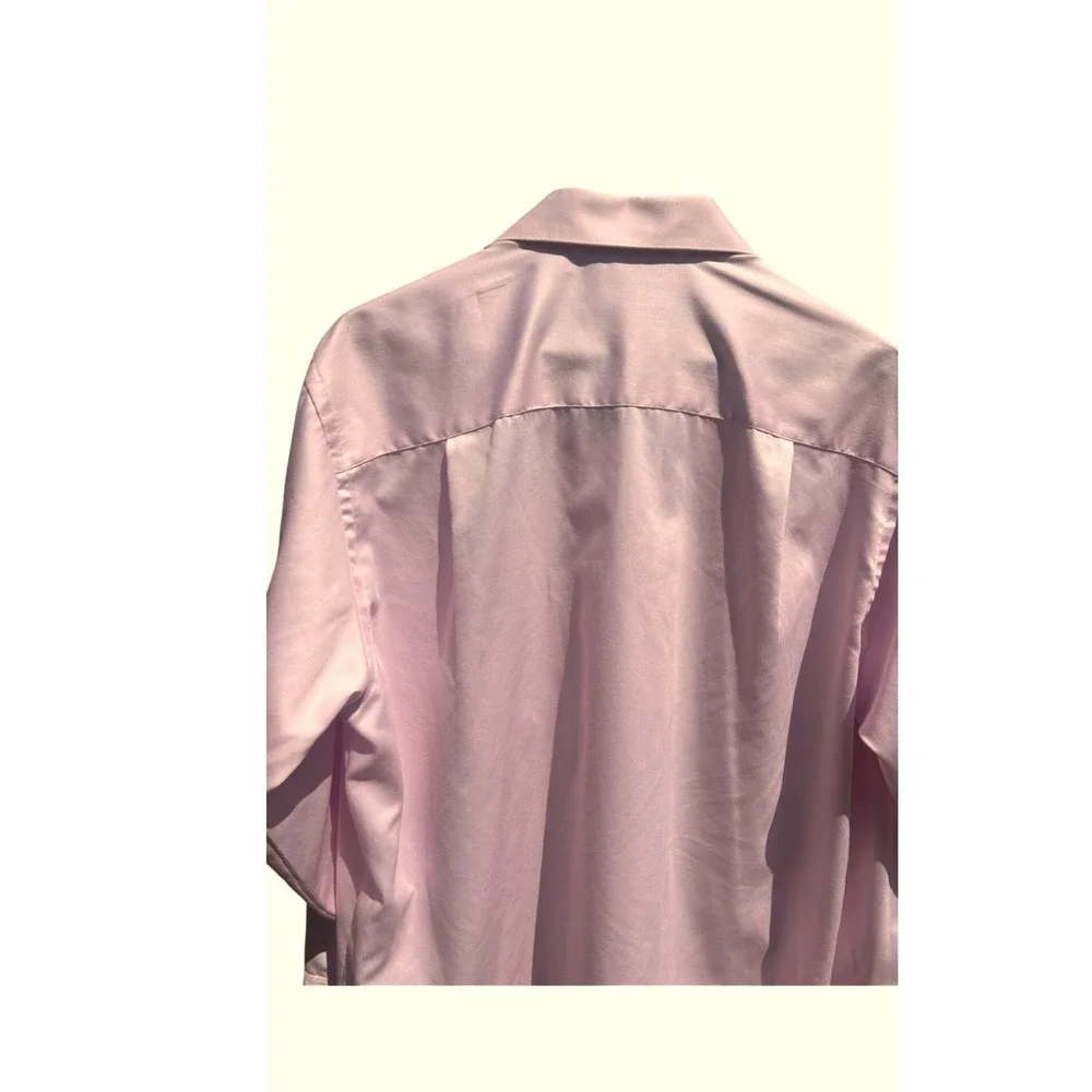 Dress Shirt Mens XL 17 34/35 Pink Sateen Wrinkle Free Long Sleeve GOOD CONDITION